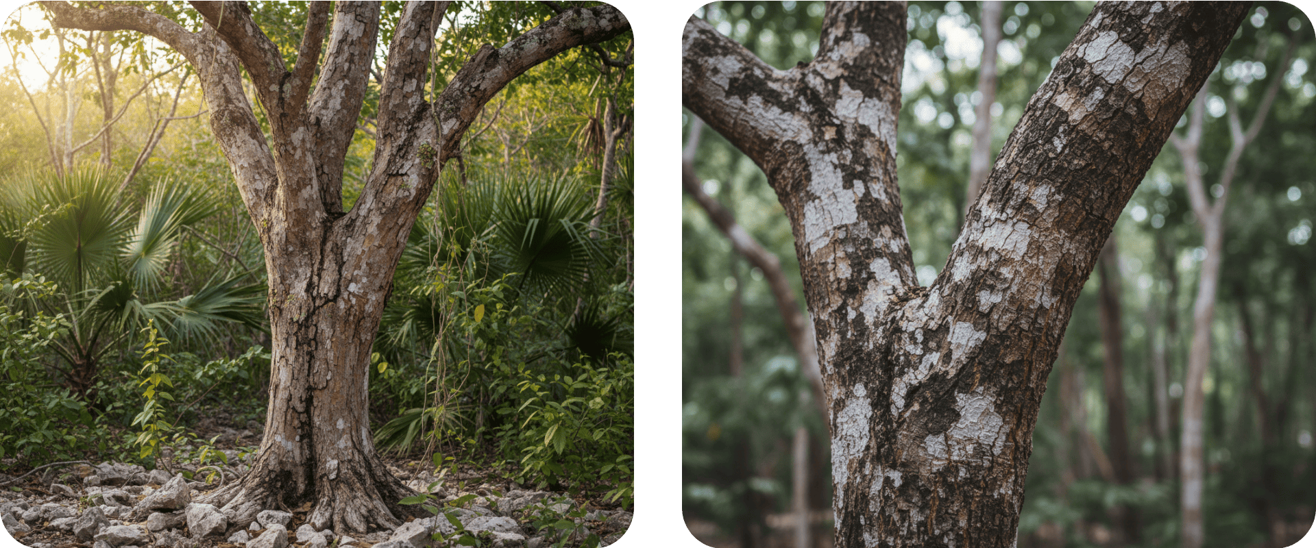 Árbol Chukum en los bosques de Yucatán